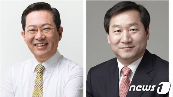 민주당 박남춘 인천시장(왼쪽), 국민의힘 유정복 전 인천시장.© 뉴스1