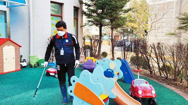 포천 한마음교회 방역 모습.