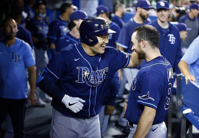 최지만의 홈런 세리머니. AFP연합뉴스