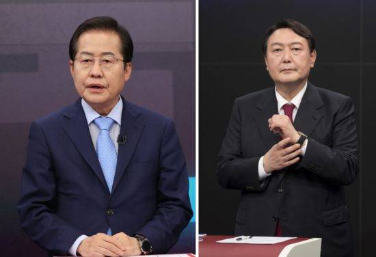 국민의힘 대권주자인 홍준표 의원(왼쪽)과 윤석열 전 검찰총장