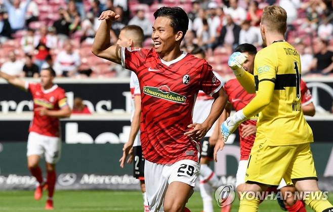 슈투트가르트전 득점 후 기뻐하는 정우영 [AFP=연합뉴스 자료사진]