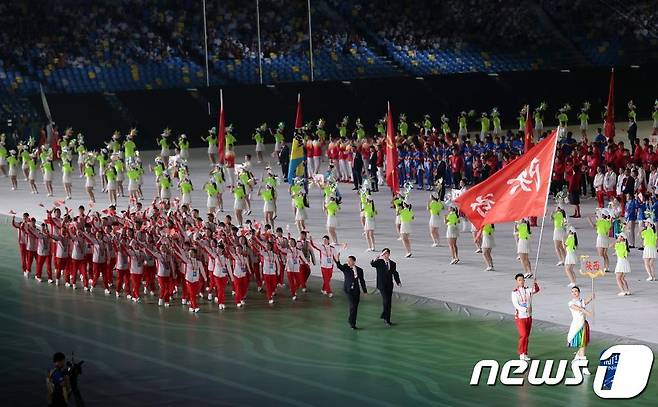지난 15일 중국 제14회 전국운동회가 산시성 시안에서 개막했다.(신화통신 갈무리)© 뉴스1