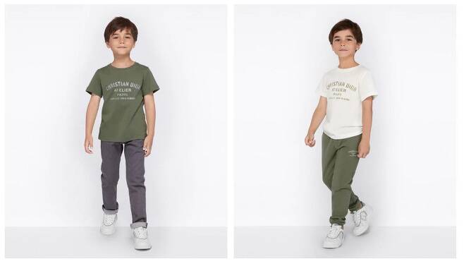 프랑스 명품 브랜드 디올의 아동복 라인인 베이비디올의 상·하의 의류. 티셔츠와 바지를 합한 가격은 약 90만원이다. / 디올 홈페이지 캡처