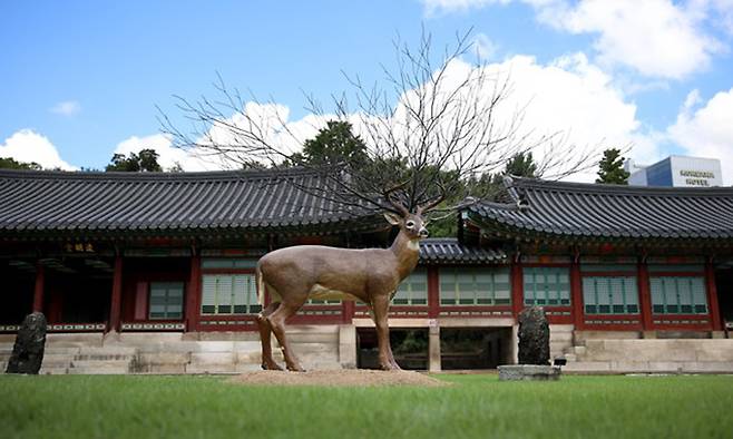 덕수궁 야외에 설치된 김명범 작가의 작품 ‘원’. 국립현대미술관 제공