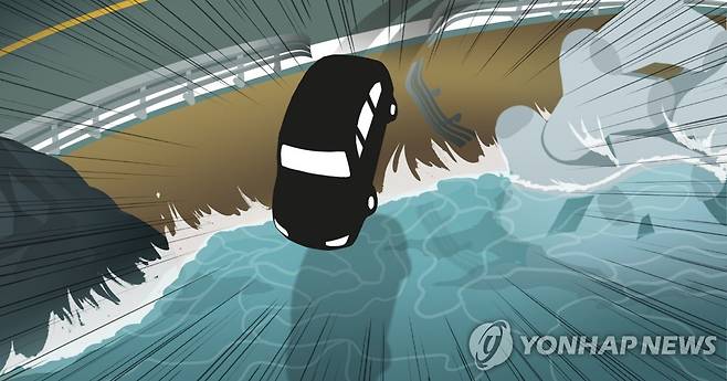 SUV 바다 추락 (PG) [권도윤 제작] 일러스트 (아래 기사와 무관한 자료그림입니다.)