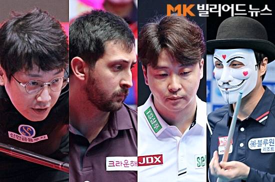 오성욱, 다비드 마르티네스, 김남수, 해커(왼쪽부터)가 PBA 8강에 진출했다.(사진=본사 DB)