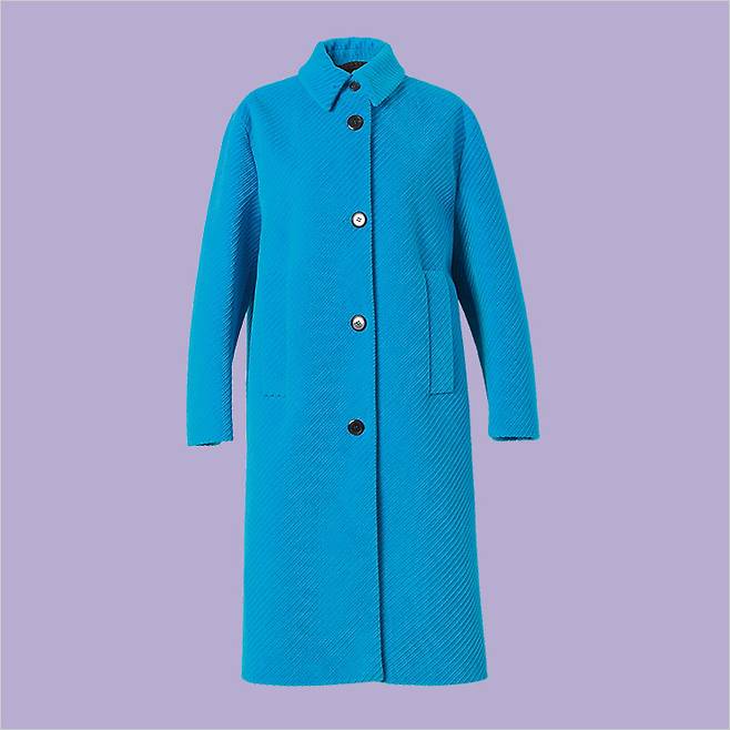 바이어스로 재단한 코듀로이 싱글 코트는 가격 미정, Prada.