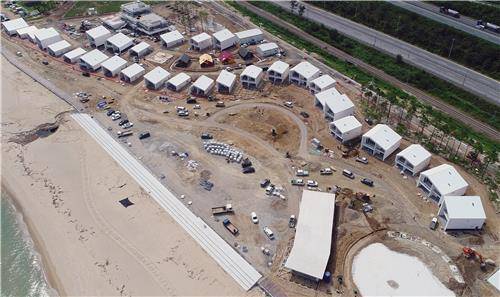 오는 10월 준공 예정인 동해시 망사오토캠핑리조트 복구 현장.[동해시 제공·재판매 및 DB 금지]