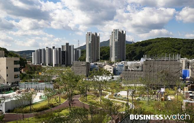 공원조성중인 대장지구/사진=이명근 기자 qwe123@