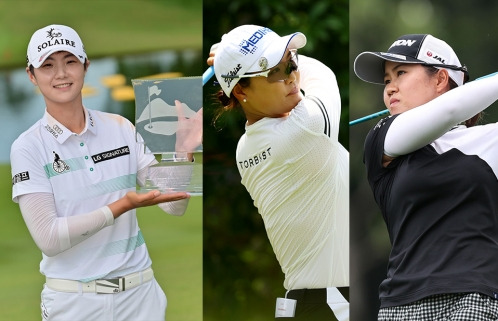 2021년 미국여자프로골프(LPGA) 투어 월마트 NW 아칸소 챔피언십에 출전하는 역대 챔피언 박성현 프로가 2019년 우승했을 때 모습이다.(사진제공=Gabe Roux_LPGA) 유소연, 하타오카 나사(사진제공=Getty Image_LPGA).