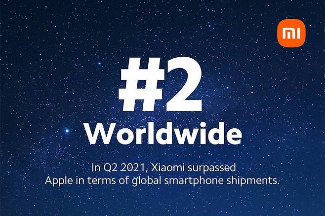 샤오미는 시장조사업체 카날리스 집계를 근거로 자신들이 세계 2위 스마트폰 제조사라고 발표했다 (출처=샤오미)