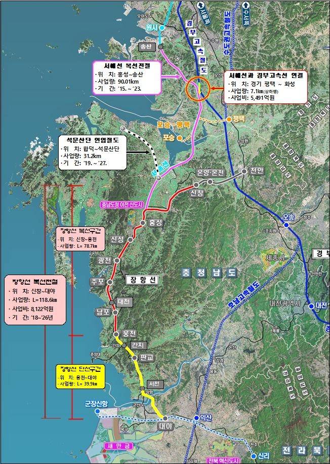 장항선 복선전철화 위치도.