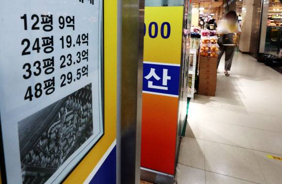 서울 중소형 아파트값도 평균 10억원 넘겨 - 최근 1∼2년 사이 집값이 크게 뛰면서 서울에서 중소형 아파트를 한 채 마련하는 데 필요한 돈이 평균 10억원이 넘는 것으로 나타났다.     30일 KB국민은행 리브부동산이 발표한 월간KB주택시장동향 시계열 자료에 따르면 6월 서울의 중소형 아파트 평균 매매가격은 10억1천262만원으로, 처음 10억원을 넘겼다. 2년 전과 비교하면 3억1천611만원 오른 것이고, 상승률로 보면 45.4%나 급등한 것이다.     사진은 이날 오후 서울 송파구 한 부동산중개업소 시세판. 2021.6.30 연합뉴스