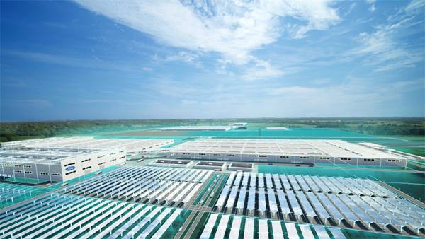 포드와 SK이노베이션의 합작사인 `블루오벌SK`가 28일(현지시간)테네시주와 켄터키주에서 배터리 생산 용지를 발표했다. 사진은 2025년 테네시주에 준공될 배터리 공장 조감도. [로이터 = 연합뉴스]