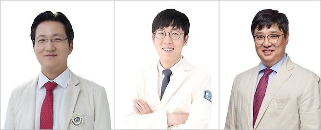 [서울=뉴시스] 줄기세포주사를 개발한 서울성모병원 의료진. (왼쪽부터) 가톨릭대 서울성모병원 류마티스내과 곽승기, 박영재 교수, 성형외과 문석호 교수 (사진=서울성모병원 제공)    *재판매 및 DB 금지