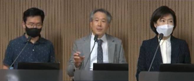 왼쪽부터 윤승용 울산의대 서울아산병원 뇌과학교실 교수 △박기형 가천의대 신경과학교실 교수 △김민영 한국에자이 의학부장.&nbsp; &nbsp;한국제약바이오협회 유튜브 캡처