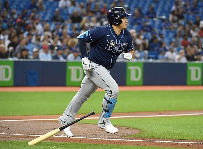 최지만(탬파베이 레이스)은 29일(이하 한국시각) 미국 텍사스주 휴스턴 미닛 메이트 파크에서 열린 휴스턴 애스트로스와의 2021 메이저리그(MLB) 경기 7번 타자 1루수로 선발 출전해 4타수 1안타를 기록했다. /사진= 로이터