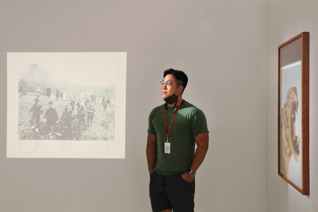 경기도 파주시 남북출입사무소 내 'Uni마루'에 전시된 김신욱 작가의 ‘한국 호랑이’. /사진제공=김신욱 작가 페이스북 페이지