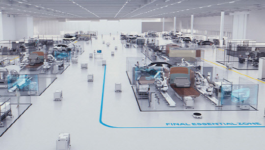 내년 싱가포르에 완공 예정인 글로벌 혁신센터(HMGICs)의 물류 자동화 이미지. 현대차 제공