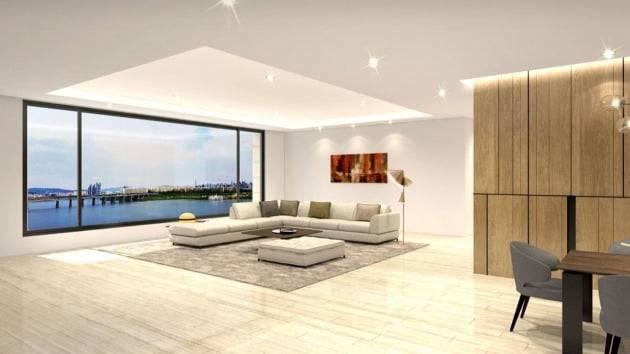 파르크 한남 거실 전경. / 자료=장학건설