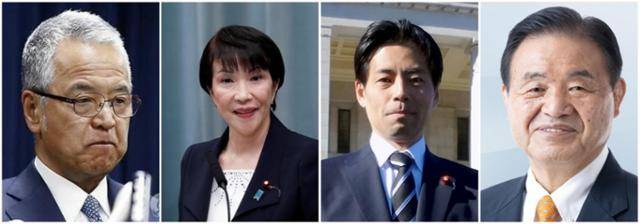 기시다 후미오 일본 자민당 신임 총재가 1일 당 간부 인사를 단행했다. 사진은 이른바 '당4역'이라 불리는 요직에 임명된 간부들로, 왼쪽부터 아마리 아키라 간사장, 다카이치 사나에 정무조사회장, 후쿠다 다쓰오 총무회장, 엔도 도시아키 선거대책위원장. AP·로이터 연합뉴스, 각 의원 홈페이지 캡처