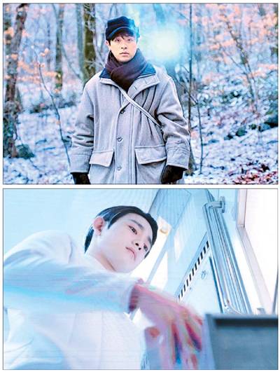 문경원과 전준호 영상작품 `미지에서 온 소식: 자유의 마을`에서 배우 박정민이 연기하는 남자 A(위)와 배우 진영이 연기하는 남자 B(아래).