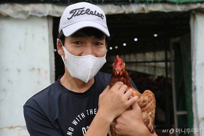 이제철 행복농장 대표는 전북 김제시 용지면에서 산란계 8800여마리를 사육하고 있다. 다른 대형 농장은 닭은 케이지(Cage)에 가둬 집단으로 사육하지만, 이 곳에서는 닭들을 자유롭게 방사해 키우고 있다. 행복농장은 2016년 동물복지농장 인증을 받았다. /사진=정혁수