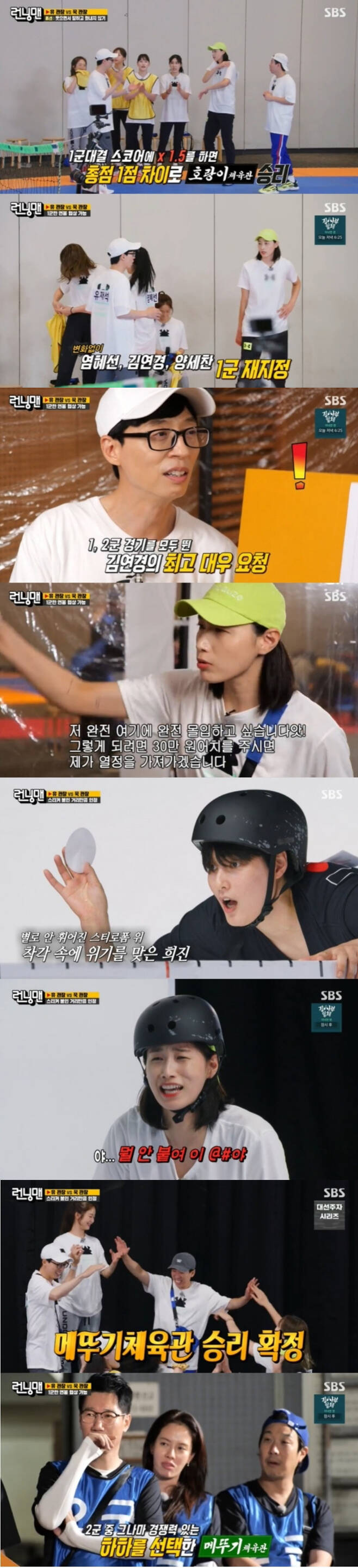 SBS Running Man, which was followed by the womens volleyball team last week, maintained the top spot in the same time TV viewer ratings.Running Man, which was broadcast on the 3rd, recorded 8.8% of the highest TV viewer ratings per minute and 5.9% of the average TV viewer ratings (hereinafter based on Nielsen Korea, metropolitan area), and 2049 TV viewer ratings also showed 2.9%.On the day of the broadcast, Race of the head of the VS Hung Kwan was held after last week, and the last game of the unfinished football Battle was played.In the first round, the Battle of the First Army members Battle Country team won the victory, and in the second round, the team won the second round with a large number of members, but the team won the first round.Since then, each team has started Salary Movie - The Negotiation, and in this process, Kim Wongsoo Kim Yeon-koung s performance laughed.Yoo Jae-Suk tried to slap Salary, and Kim Yeon-koung demanded 300,000 One, the highest treatment, saying I make a sad sound first.Yoo Jae-Suk was angry at Kim Yeon-koung, who pushed hard, saying, Are you Kwangsoo? and eventually Kim Yeon-koung re-signed for 230,000 One.Then, a sticker on the bridge was attached to Battle. Song Ji-hyo and Kim Yeon-koung were outstanding.Song Ji-hyo flew and sent hearts to panic the director, saying, My brother (successed).On the other hand, Kim Yeon-koung of Yus team was not able to play properly because he was scared, and the team of the manager was laughing when he turned into a unique bread sisterThe scene was the best TV viewer rating per minute with 8.8%, and the team won the best one minute.Another Salary Movie - The Negotiation Time was given.Yoo Jae-Suk decided on the trade of Jeon So-min, saying, Someone went to another team and found out Salary. Jeon So-min and Haha were traded.Next weeks broadcast will feature the final Battle of the two manager teams.