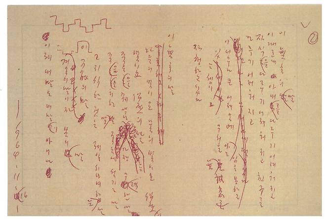 김수영 시 ‘말’ 육필 초고 둘째 장. 처음 공개되는 것이다. 김현경 제공