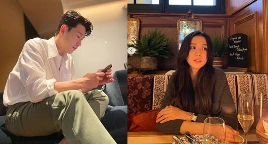 축구스타 손흥민(토트넘 홋스퍼)과 K-팝 스타인 블랙핑크의 지수가 열애 중이라는 글이 인터넷 커뮤니티에서 확산되고 있다. 사진은 손흥민(왼쪽)과 지수(오른쪽) 모습. /사진=인스타그램 캡처