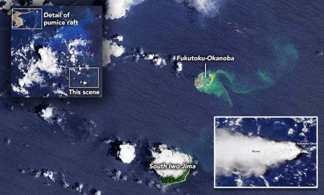 NASA 위성으로 본 日 해저화산 대폭발(사진=NASA)