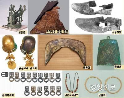 양산 부부총에서 출토된 유물들. 도굴의 화를 입지 않은 고분이라 양산지역을 다스린 지역 지도자 부부의 장례물품이 세트로 확인됐다. |양산시립박물관 제공