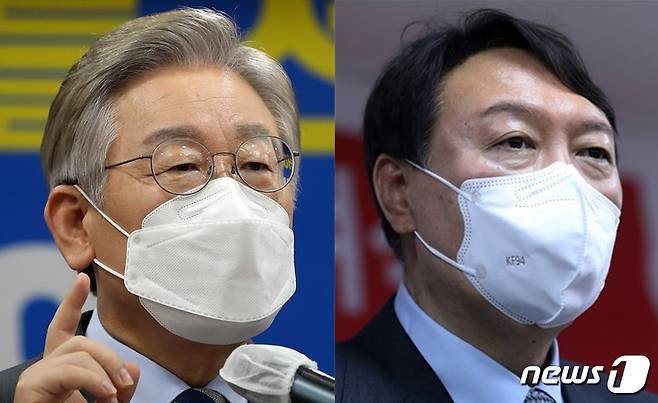 이재명 더불어민주당 대선 후보(왼쪽)와 윤석열 국민의힘 대선 경선후보. ©뉴스1
