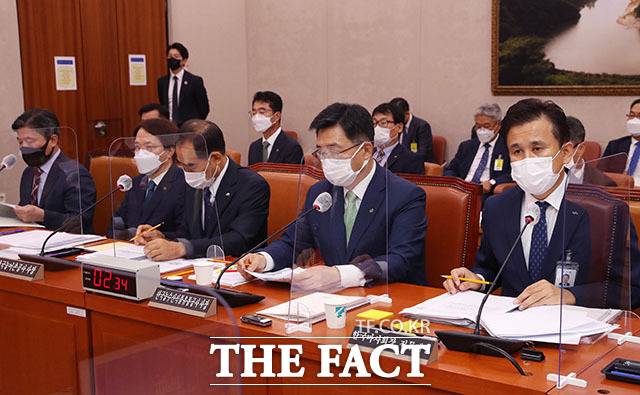 질의 답변하는 송철희 한국마사회 회장직무대행(오른쪽).