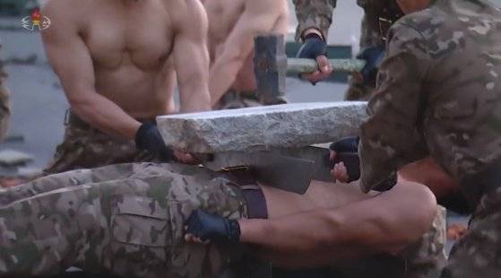 북한 전문 연구원 겸 기자 마틴 윌리엄스가 트위터에 올린 북한의 11일 국방발전박람회 무술 영상. 그는 ″이번 영상은 강렬했다″고 촌평했다. [트위터 캡처]