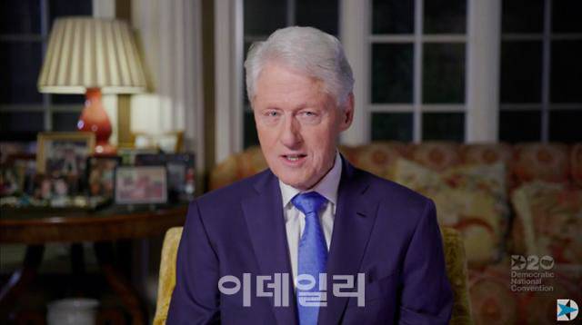 2020년 8월 18일 미국 민주당 전당대회에서 화상으로 연설하는 빌 클린턴 전 대통령. (사진=AFP 연합뉴스)