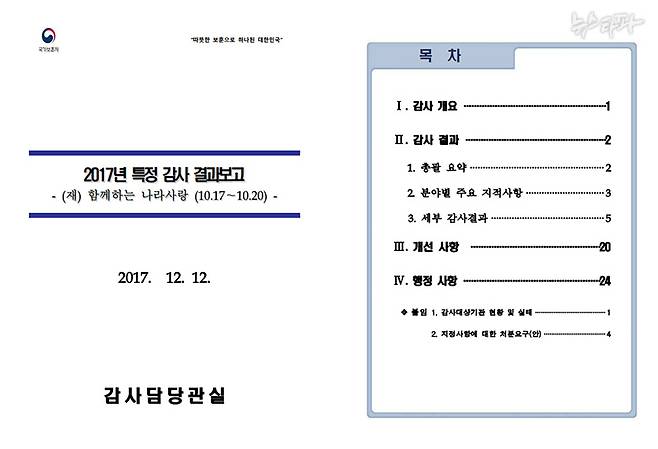 뉴스타파가 입수한 2017년 당시 보훈처의 특정 감사 결과보고서&nbsp;&nbsp;
