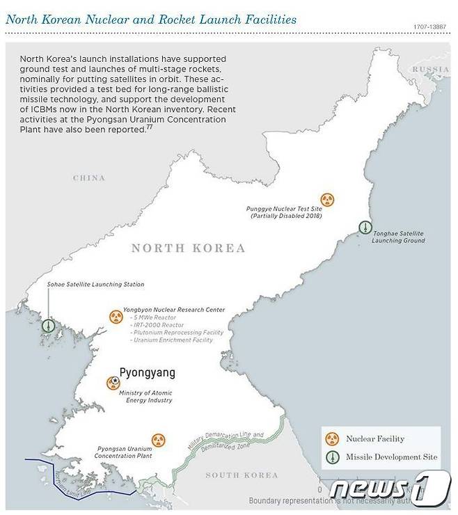 북한의 핵시설 및 미사일 발사 시설 (미 국방정보국(DIA) '2021 북한의 군사력' 캡처) © 뉴스1