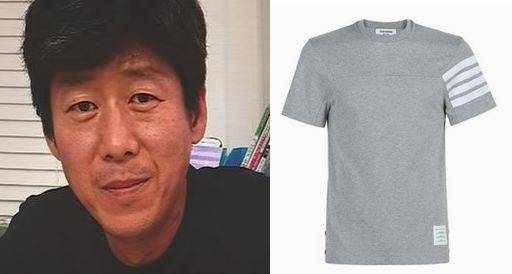 천화동인 4호의 실소유주인 남욱 변호사, 남 변호사가 15일(현지 시각) 미국 LA 총영사관 방문 당시 입은 톰 브라운 티셔츠/JTBC, 톰브라운 홈페이지