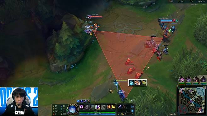 부쉬를 먼저 장악한 '케리아'의 개인화면(출처:프로뷰)