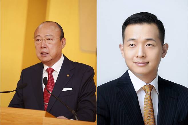 김승연 한화그룹 회장, 김동관 한화솔루션 사장. [사진= 한화그룹 제공]