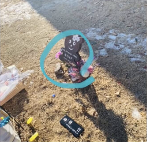 수목원에 있었던 정인이 위패. /사진=구제역 유튜브 채널