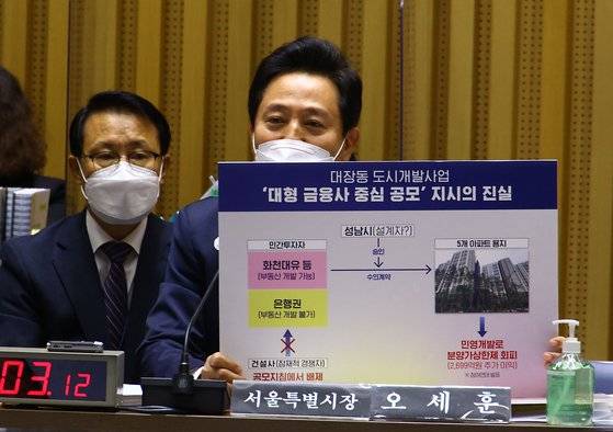 오세훈 서울특별시장이 19일 오전 서울특별시청에서 열린 행정안전위원회 국정감사에서 발언을 하고 있다.[국회사진기자단]