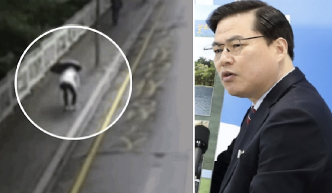 (왼쪽부터) 지난 29일 유 전 본부장이 던진 휴대전화를 한 남성이 주워가는 모습이 CCTV에 포착됐다. 유동규 전 성남도시개발공사 기획본부장 / 제공 = 김은혜 의원실, 편집 = MBN