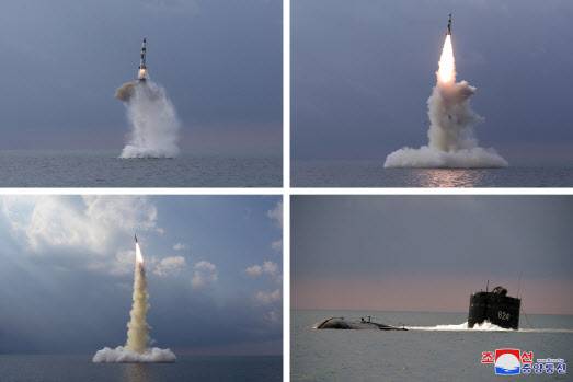 북한이 전날 잠수함발사탄도미사일(SLBM)을 잠수함에서 시험발사한 사실을 20일 확인했다. 조선중앙통신은 이날 “조선민주주의인민공화국 국방과학원은 19일 신형잠수함발사탄도탄 시험발사를 진행했다”고 보도했다(사진=평양 조선중앙통신/연합뉴스).