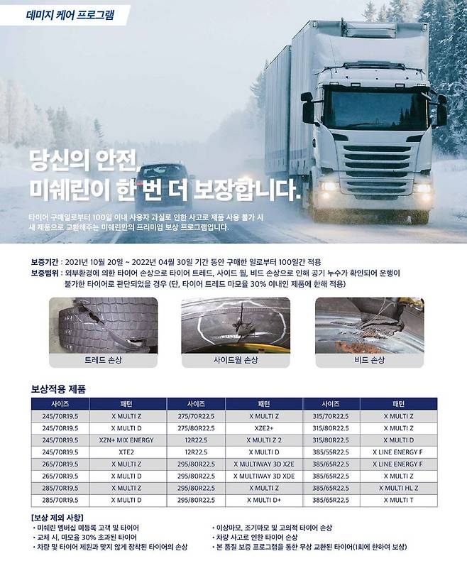 미쉐린 ‘2021-2022 데미지 케어 프로그램’ 실시 [사진제공=미쉐린코리아]