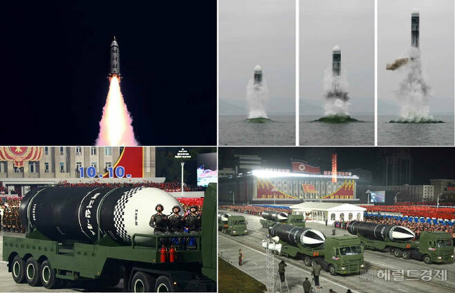 왼쪽 위부터 시계 방향으로 북한의 SLBM ‘북극성-1’ ‘북극성-3’ ‘북극성-5ㅅ’ ‘북극성-4ㅅ’. [헤럴드경제DB]