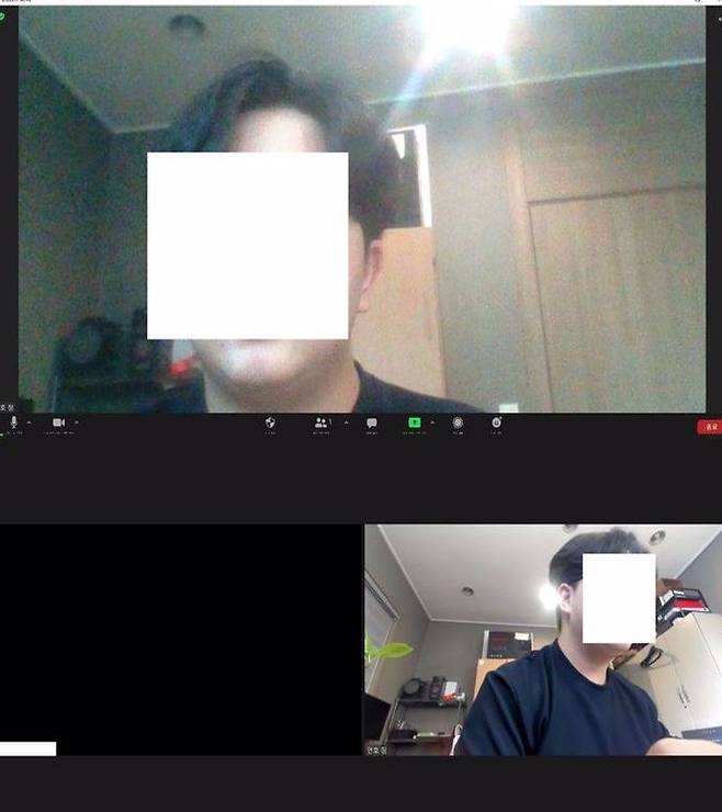(위) 사진은 노트북 웹캠으로 진행한 화상 회의이며 (아래) 사진은 밋업으로 진행한 화상 회의이다, 출처=IT동아