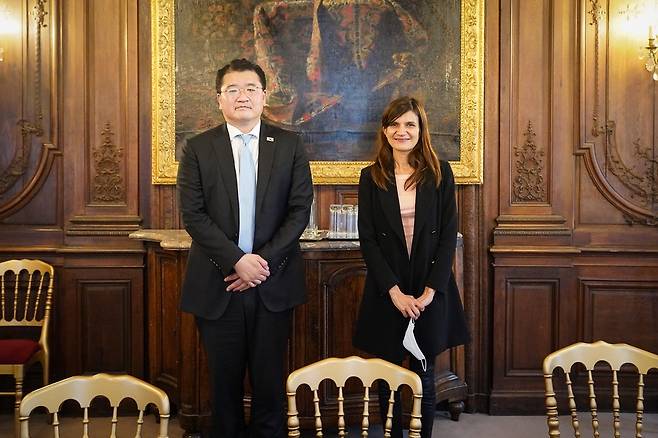 최종건 외교부 1차관, 알리스 뤼포 프랑스 대통령실 외교부수석 면담 [외교부 제공]