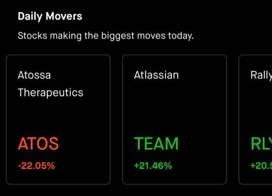 고빈도 매매를 하는 데일리 무버(데일리 트레이더)에게 유용할 만한 당일 급등·급락 주식을 모아서 보여주고 있다. [사진 정혜령, 로빈후드]